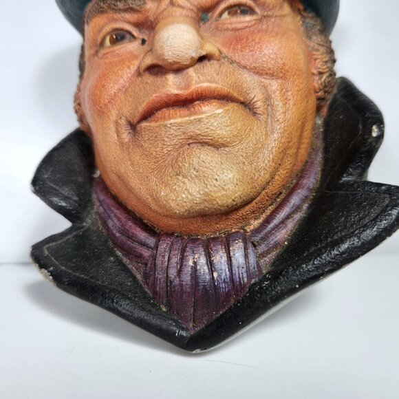 Vintage Chalkware Head Bill Sykes 1986 Legend Products Wall Hanging England - Picture 3 of 9